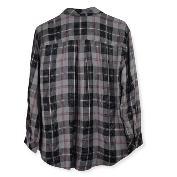 Style & Co Shirt Petite XL Womens Plaid Boyfriend Button Down Viscose Blend Tren - Picture 9 of 10